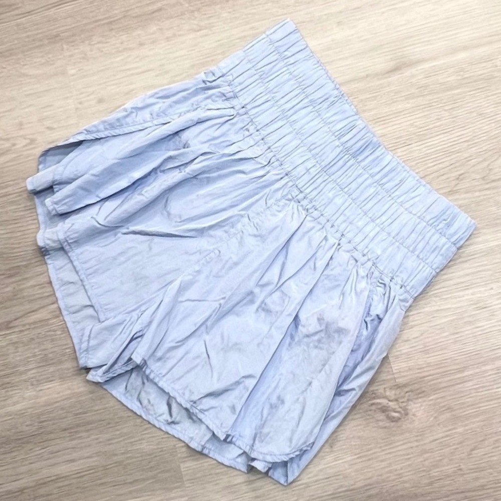 ASOS Revival Womens Smocked High Waist Running Shorts Blue Size S Pockets Liner